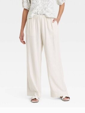 A New Day Relaxed Linen Pants in Cream Pinstripe